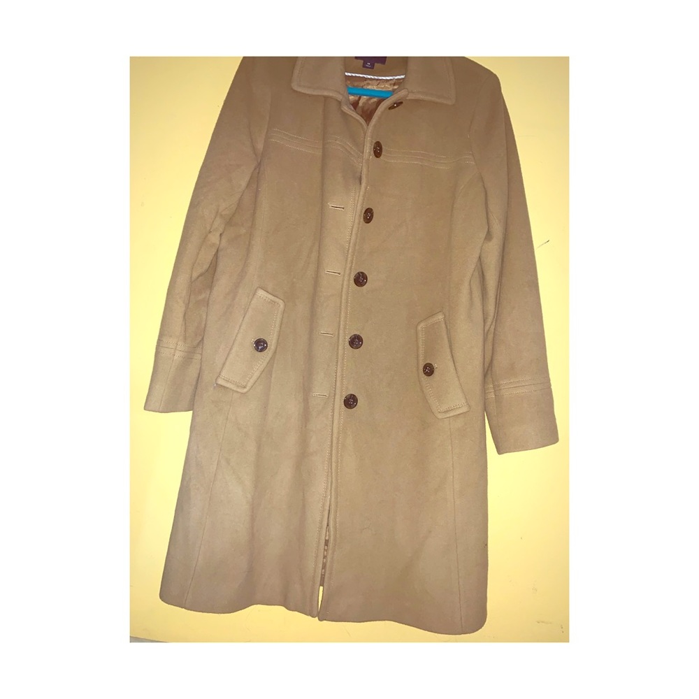Lands End Long Peacoat-Camel